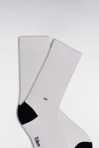 Plain white stretch cotton-blend socks