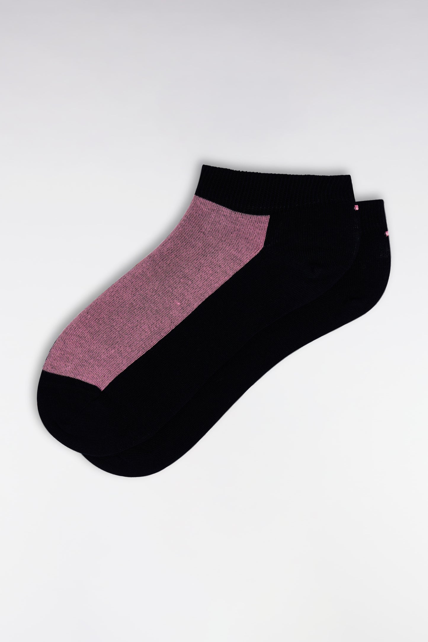 Sky blue and navy two-tone low socks in stretch cotton blend