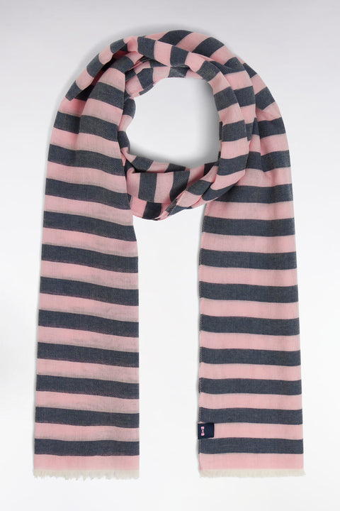 Chèche en coton mélangé à fines rayures rose - Image 2