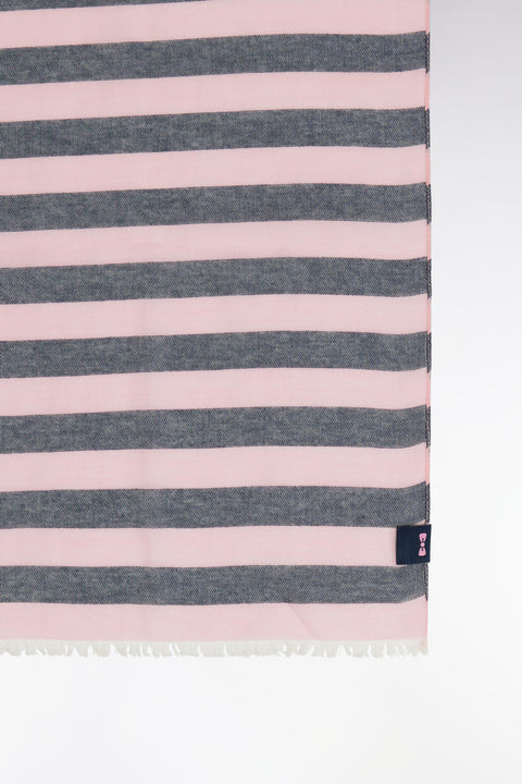 Chèche en coton mélangé à fines rayures rose - Image 3