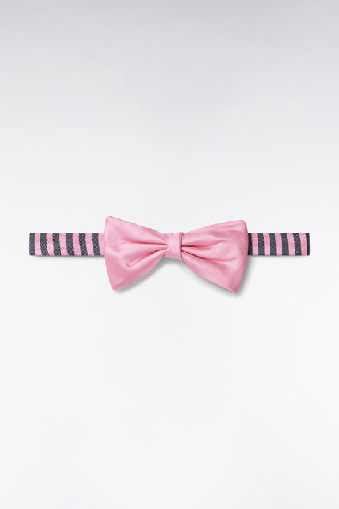 Nœud papillon en soie rose tour de cou cerclé - Image 1