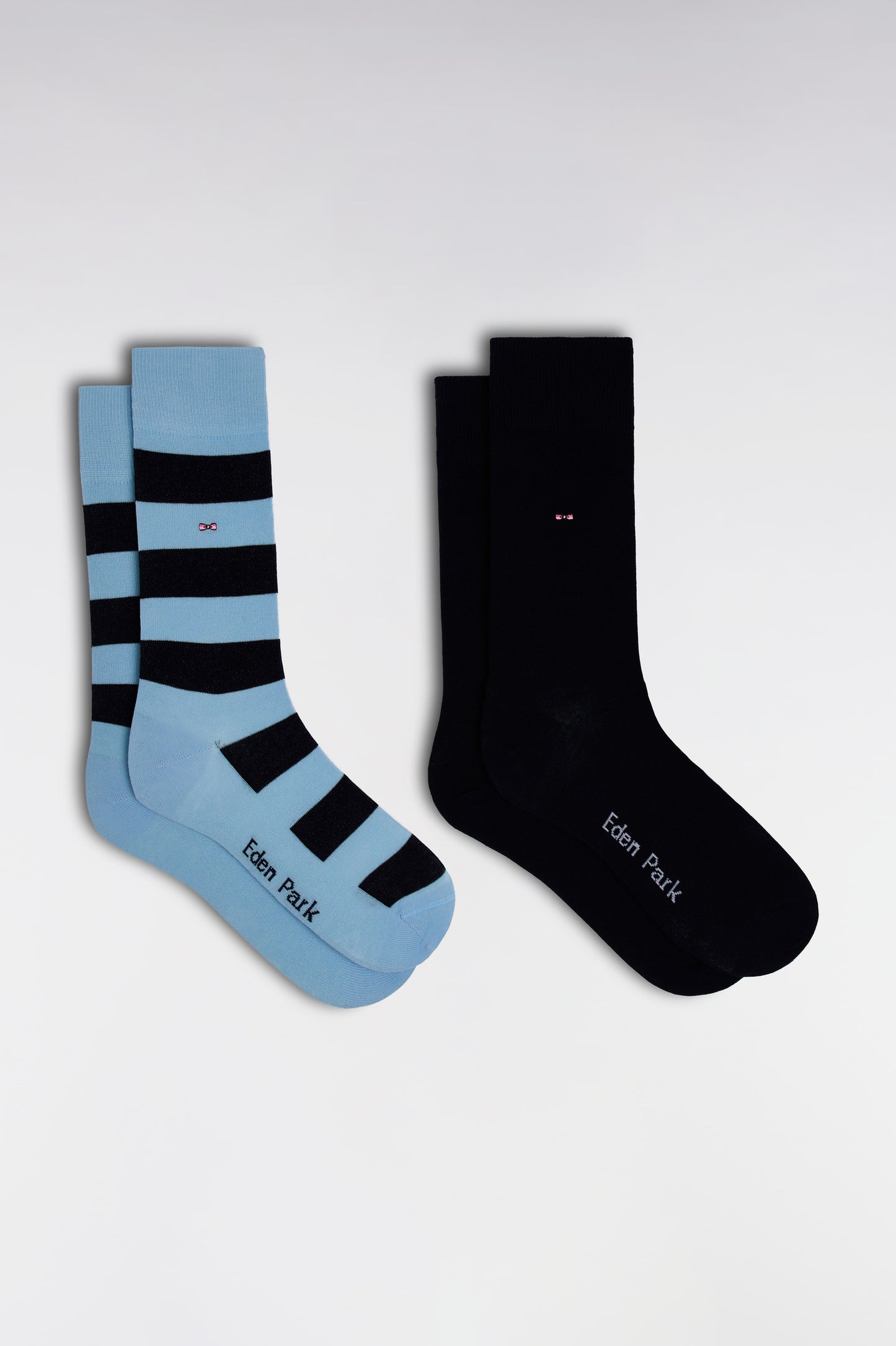 Pack of 2 pairs of stretch cotton socks in sky blue and navy