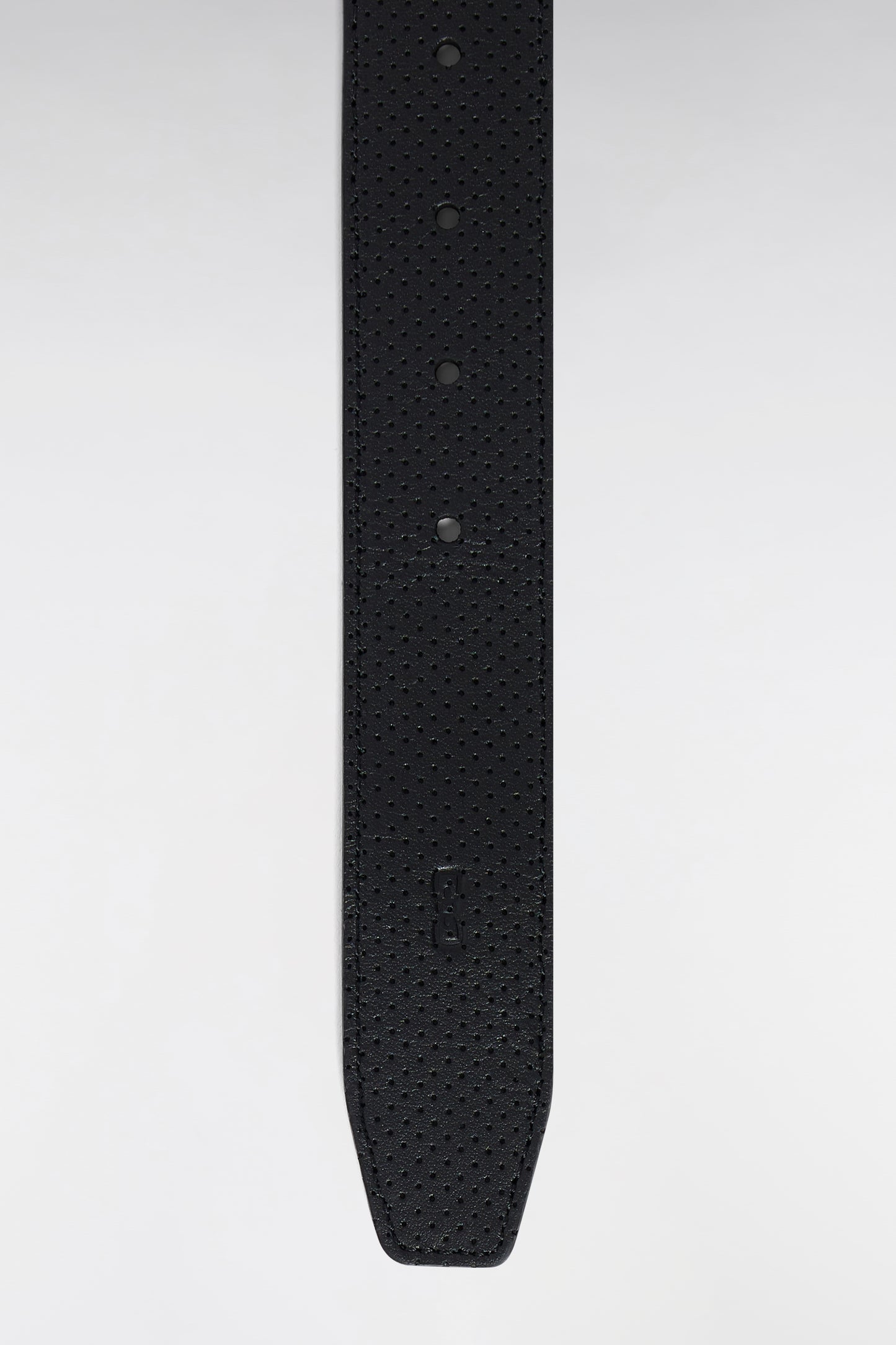 Black leather belt with two silver metal buckles