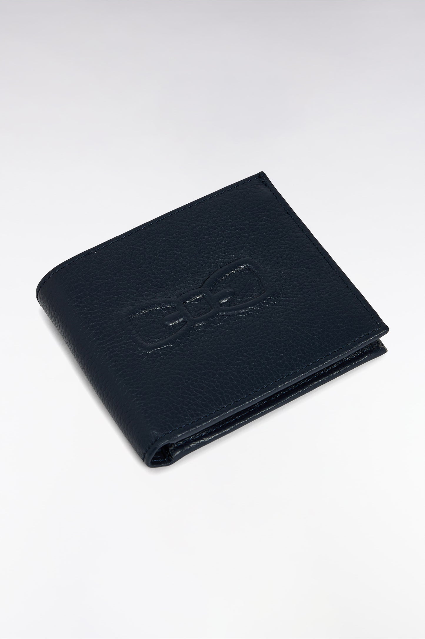Navy grained leather Italian wallet