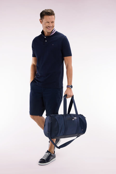 Sac de sport marine et noir en cuir et tissu - Image 1