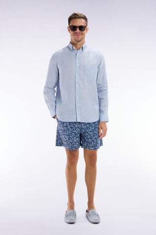 Blue swimsuit with floral print