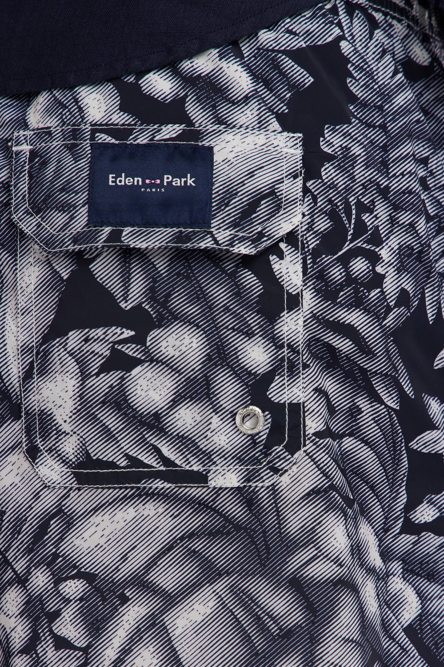 White jungle print navy swimsuit
