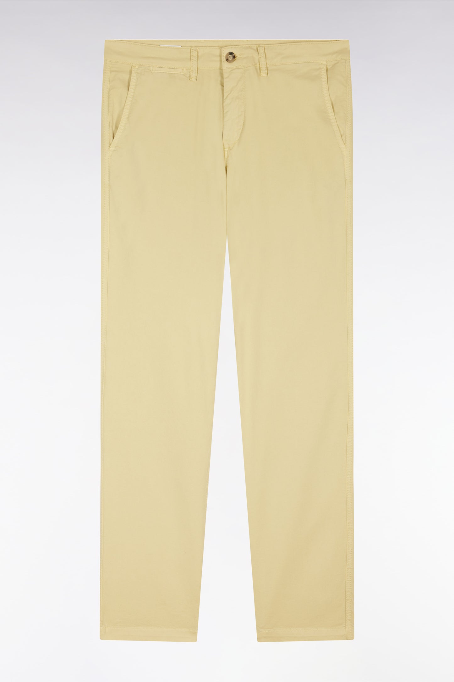 Ivory straight-cut stretch cotton pleat-free chinos