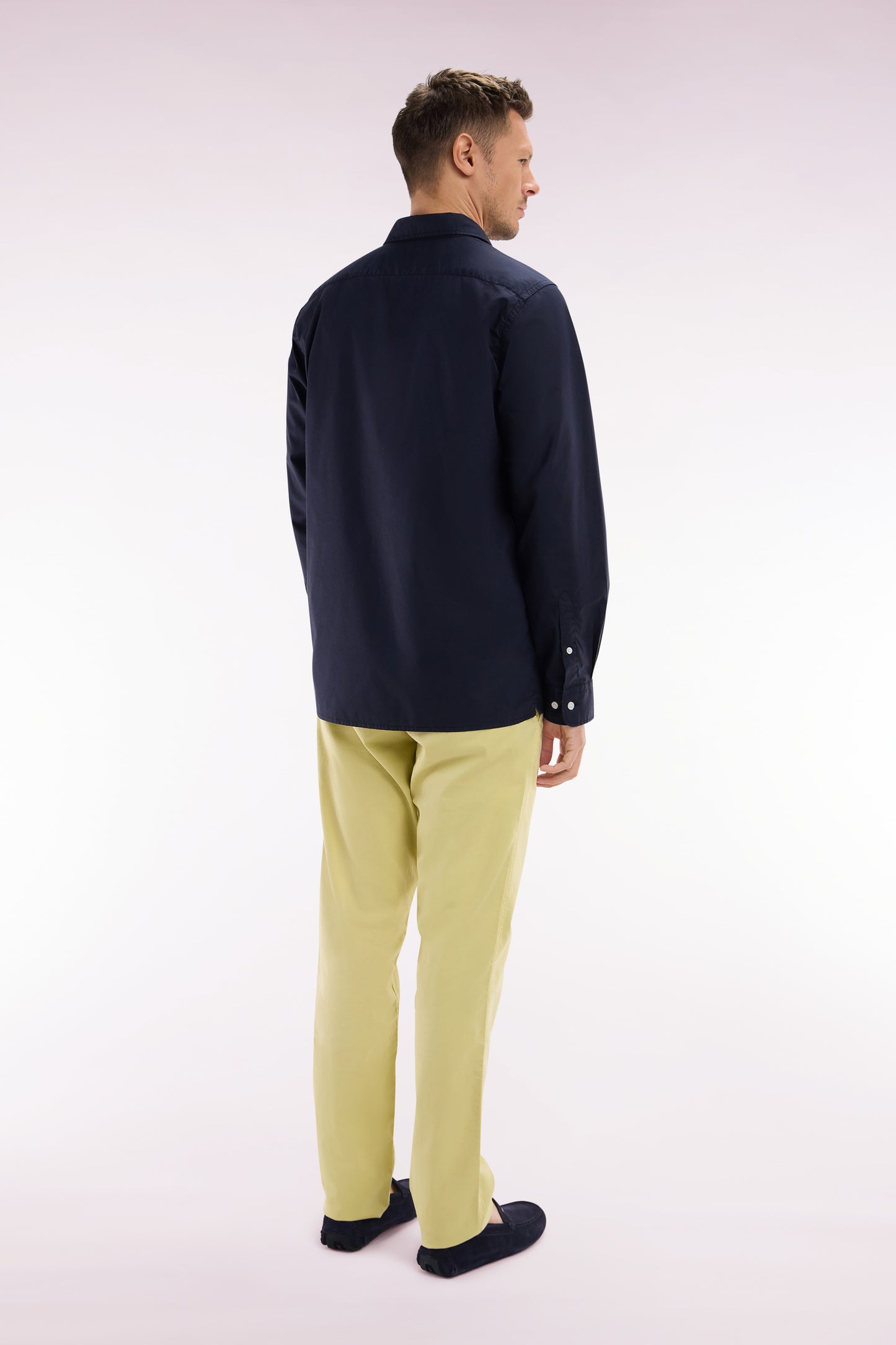 Ivory straight-cut stretch cotton pleat-free chinos