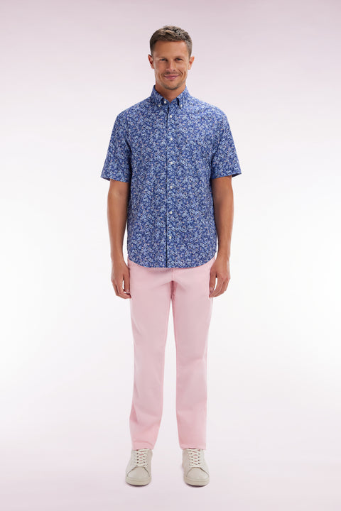 Pantalon chino sans plis en coton stretch rose coupe droite - Image 1