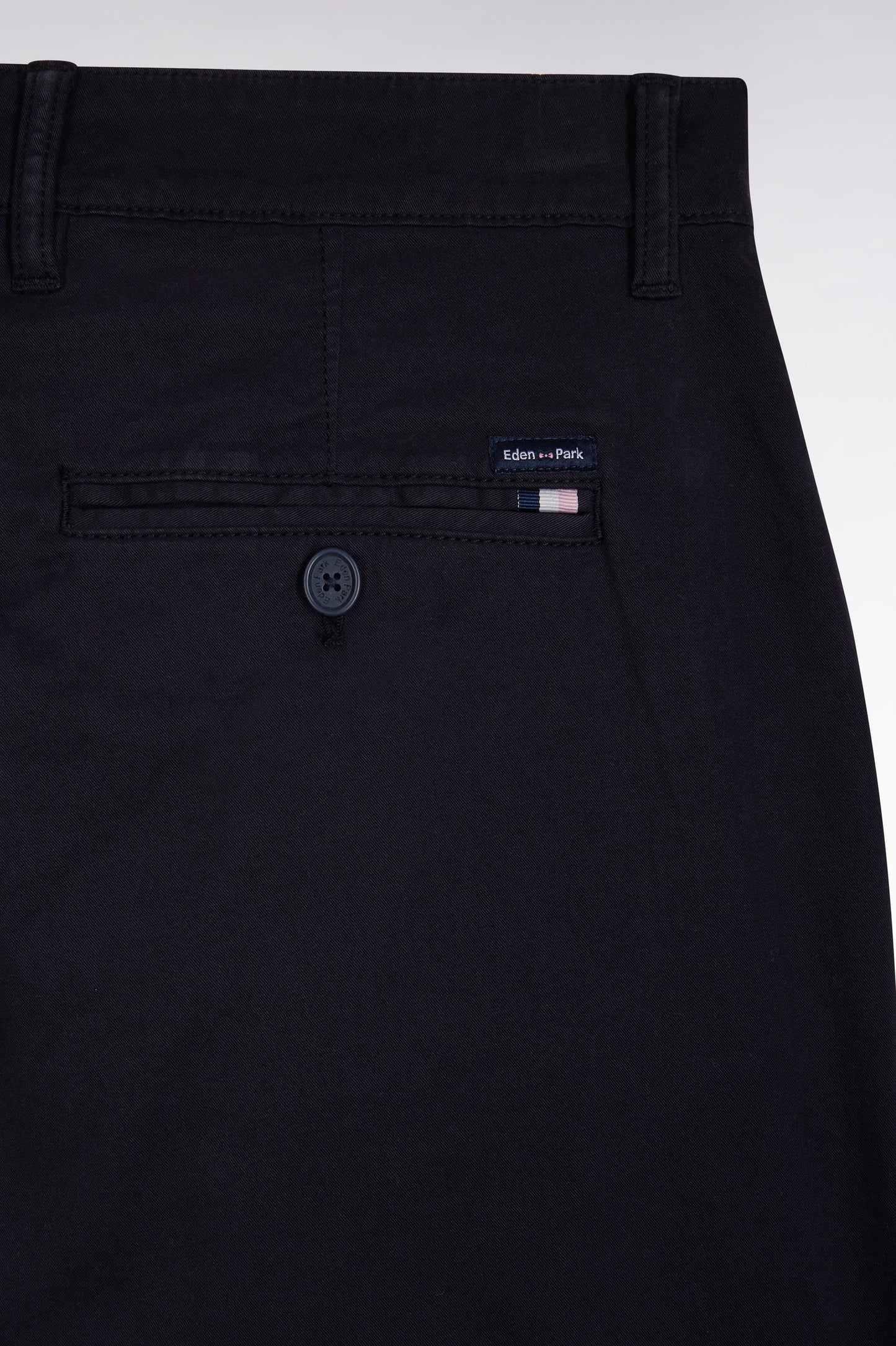 Pleated straight fit chinos in navy stretch cotton