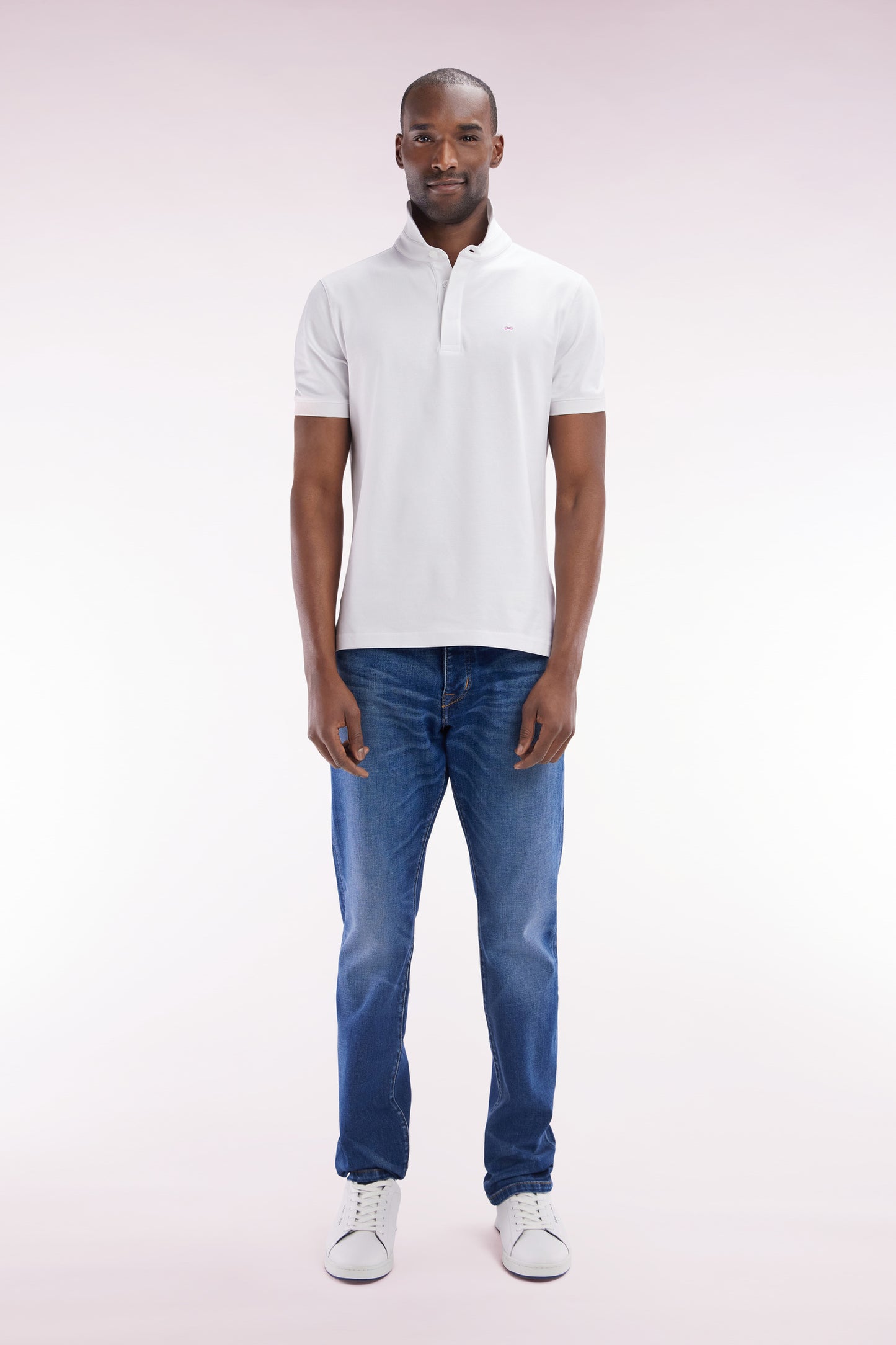 Straight-cut dark stretch denim 5-pocket jeans