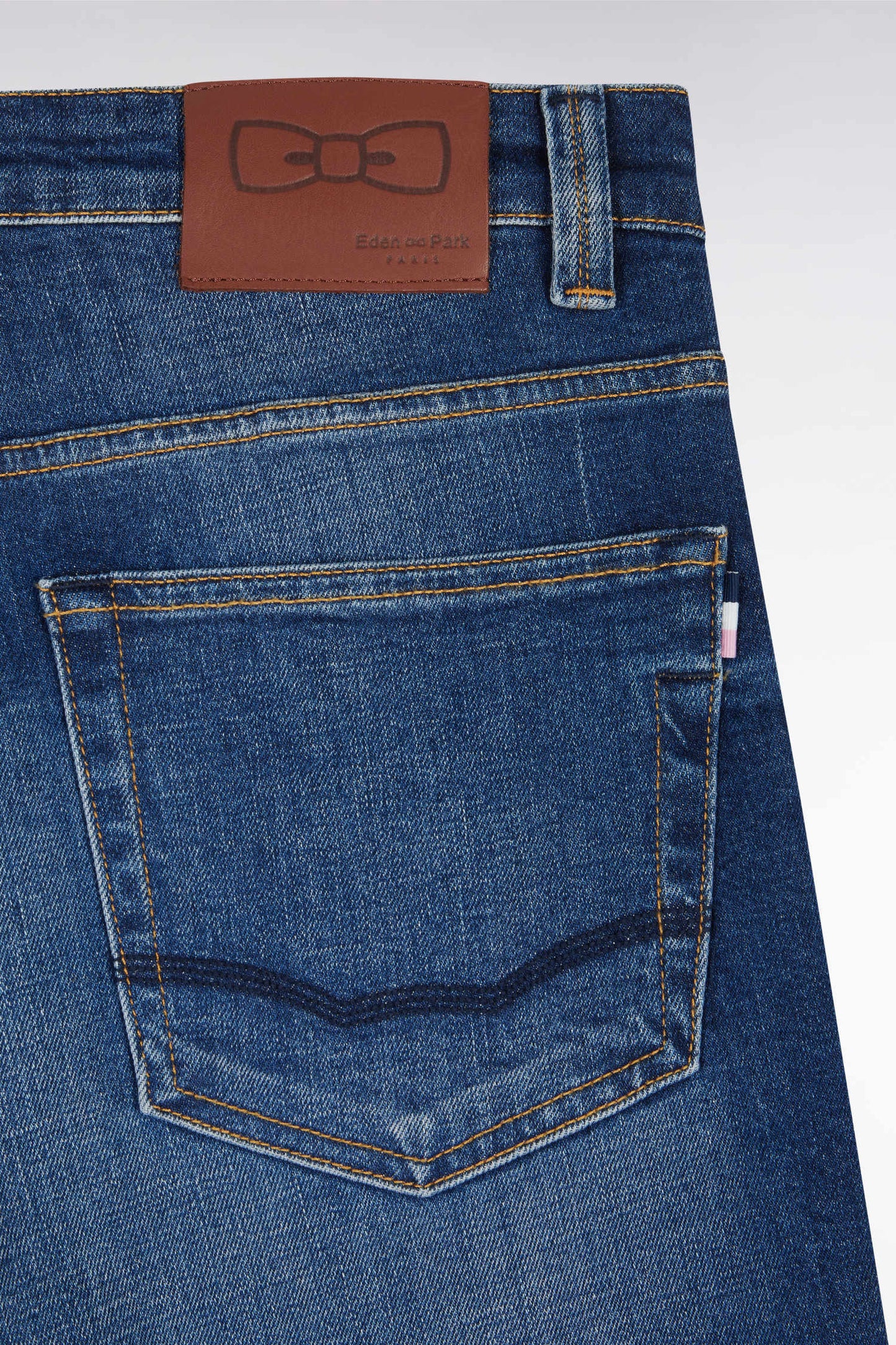 Straight-cut dark stretch denim 5-pocket jeans