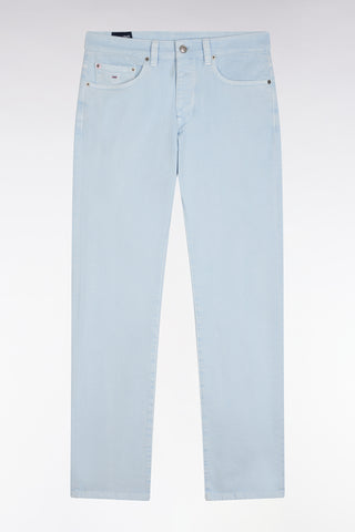 Straight-cut sky blue stretch denim 5-pocket jeans