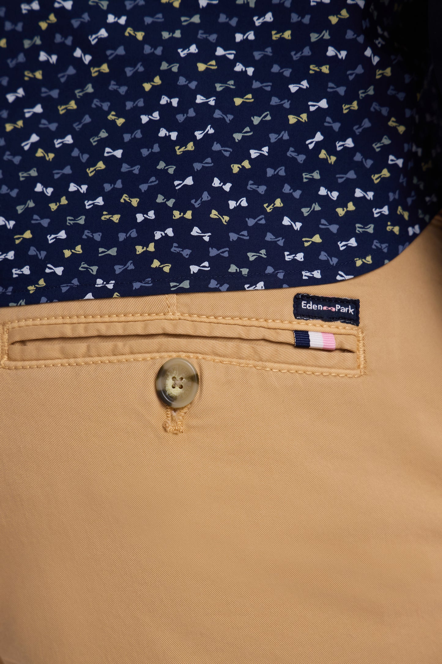 Camel straight-cut stretch cotton chino Bermuda shorts
