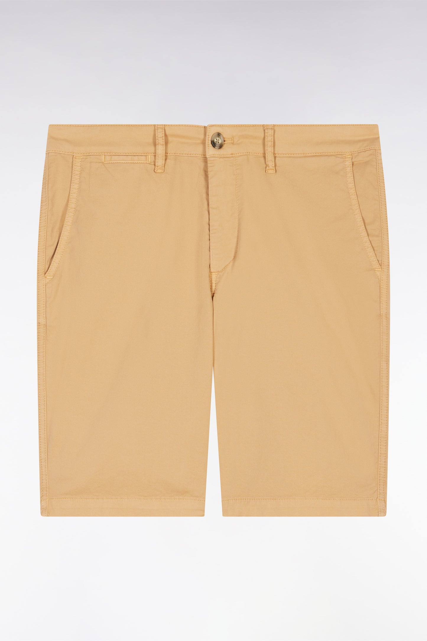 Camel straight-cut stretch cotton chino Bermuda shorts