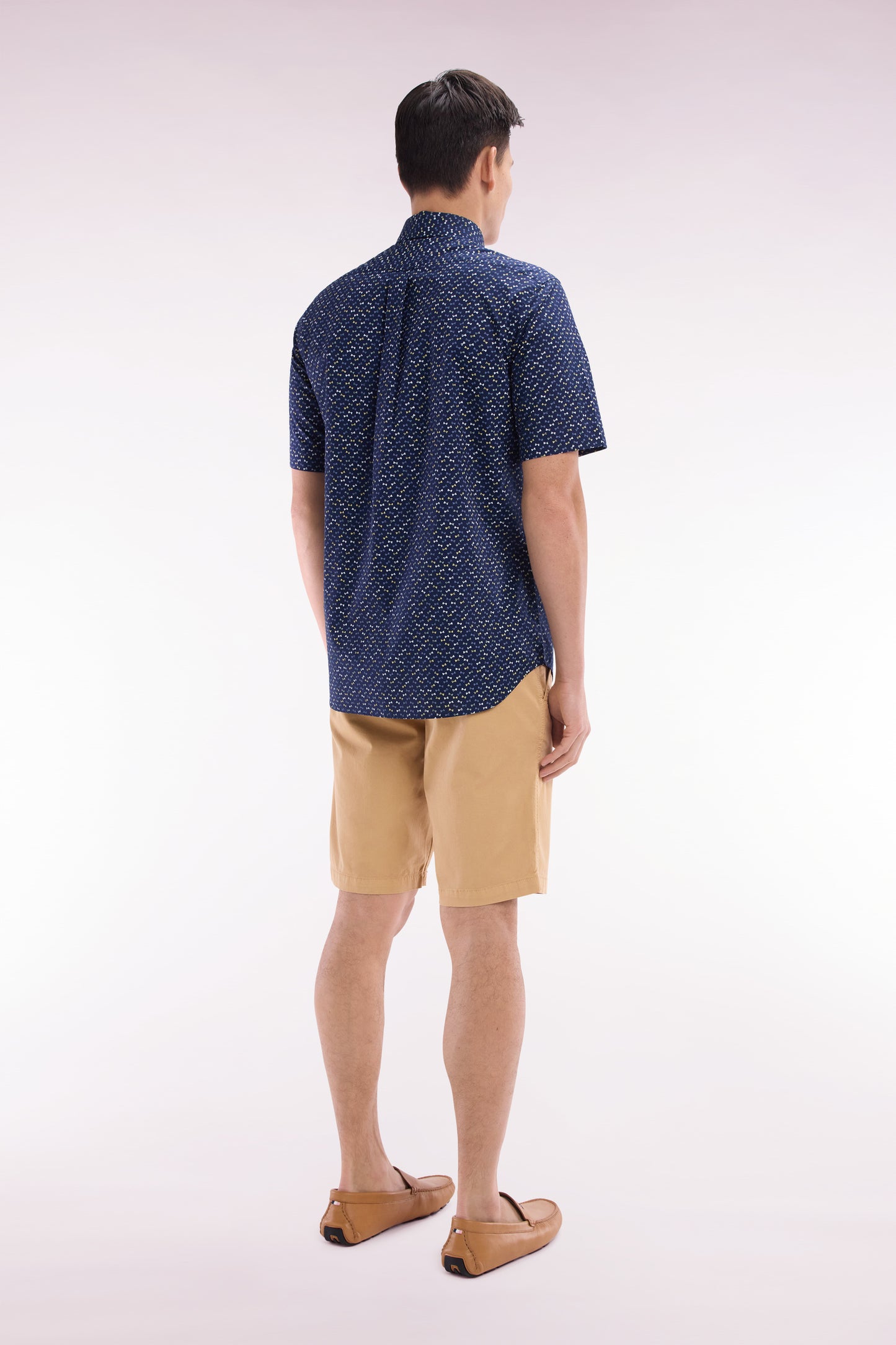 Camel straight-cut stretch cotton chino Bermuda shorts