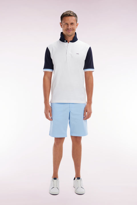 Light grey straight-cut stretch cotton chino Bermuda shorts - Image 1