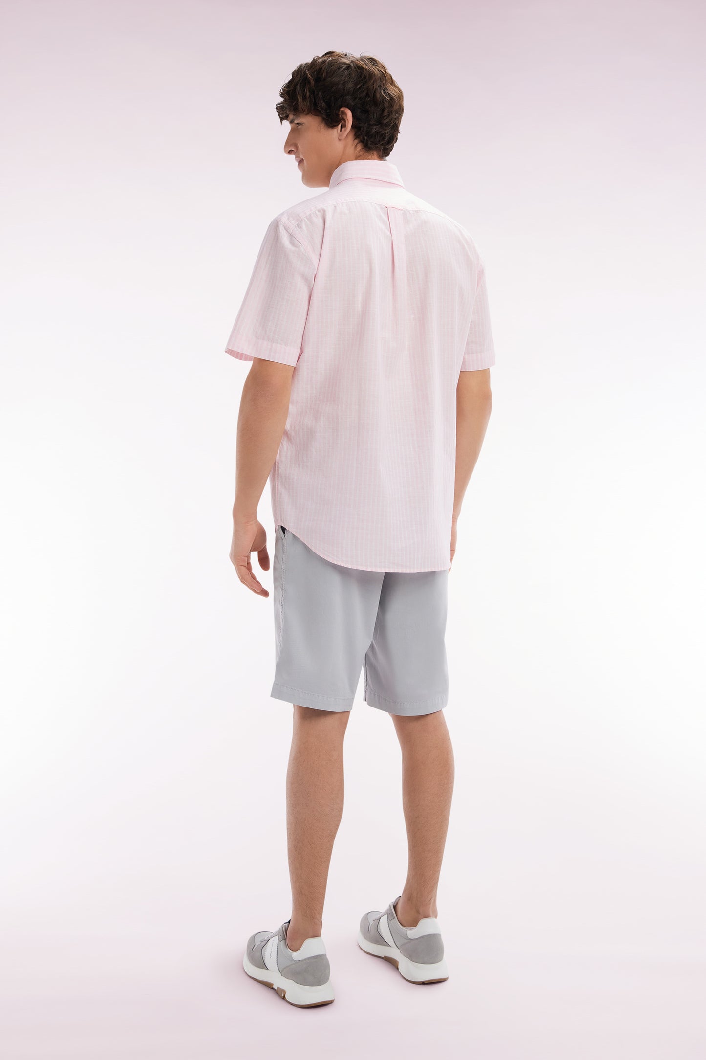 Grey straight-cut stretch cotton chino Bermuda shorts