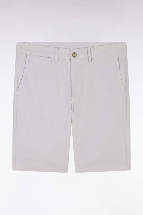 Straight-cut medium grey lyocell and stretch cotton Bermuda shorts - Image 2