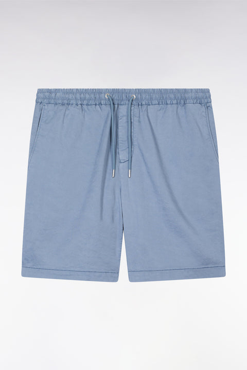 Bermuda à taille élastiquée en lyocell et coton stretch gris - Image 2