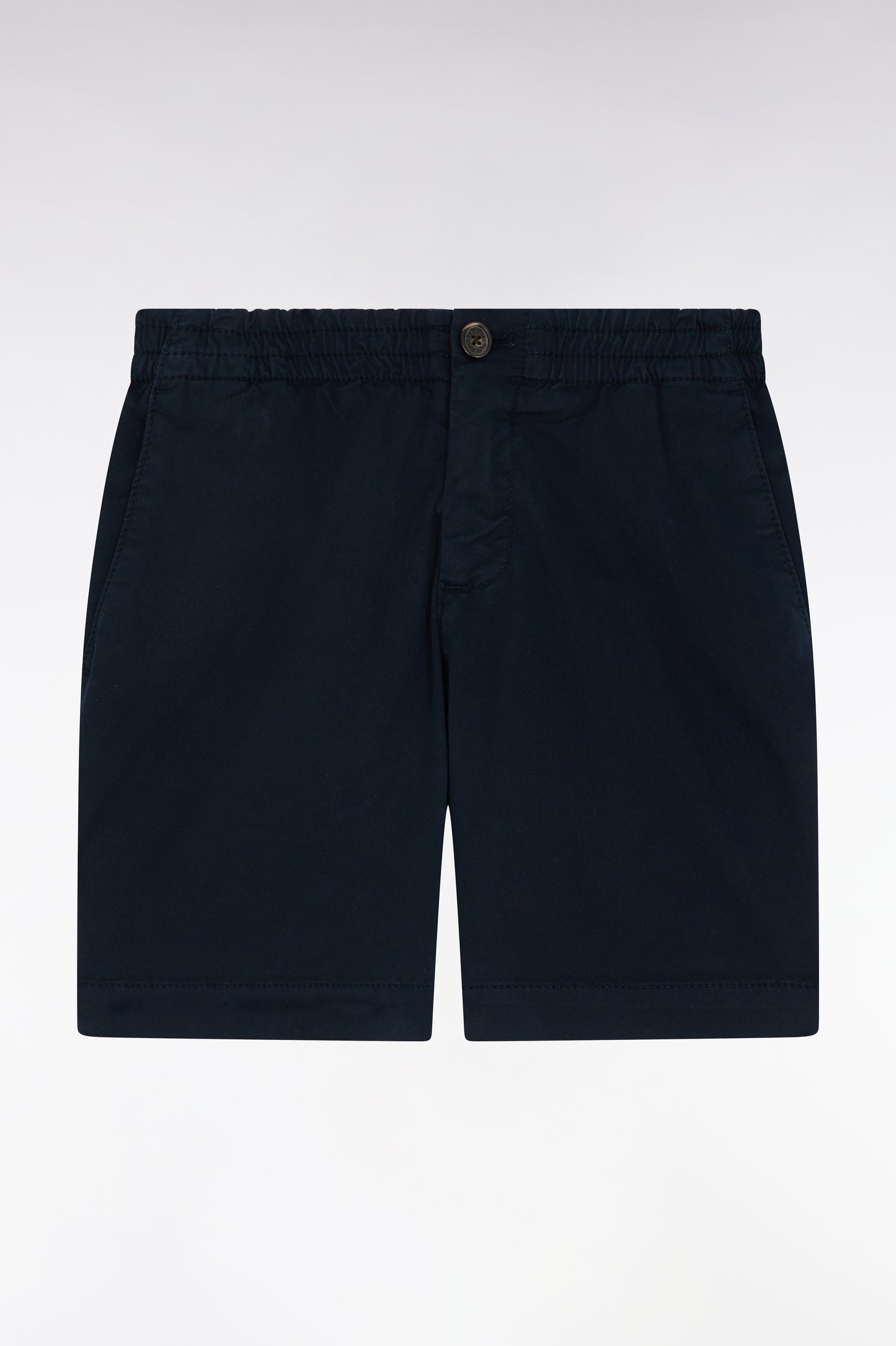 Bermuda en coton stretch taille élastiquée marine coupe droite