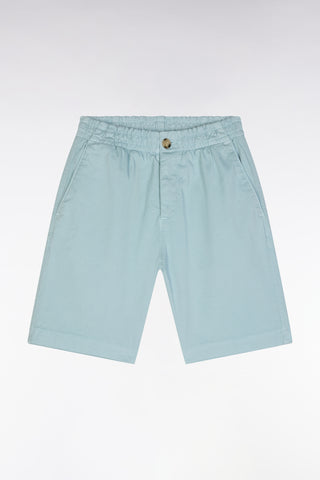 Bermuda en coton stretch taille élastiquée vert d'eau coupe droite