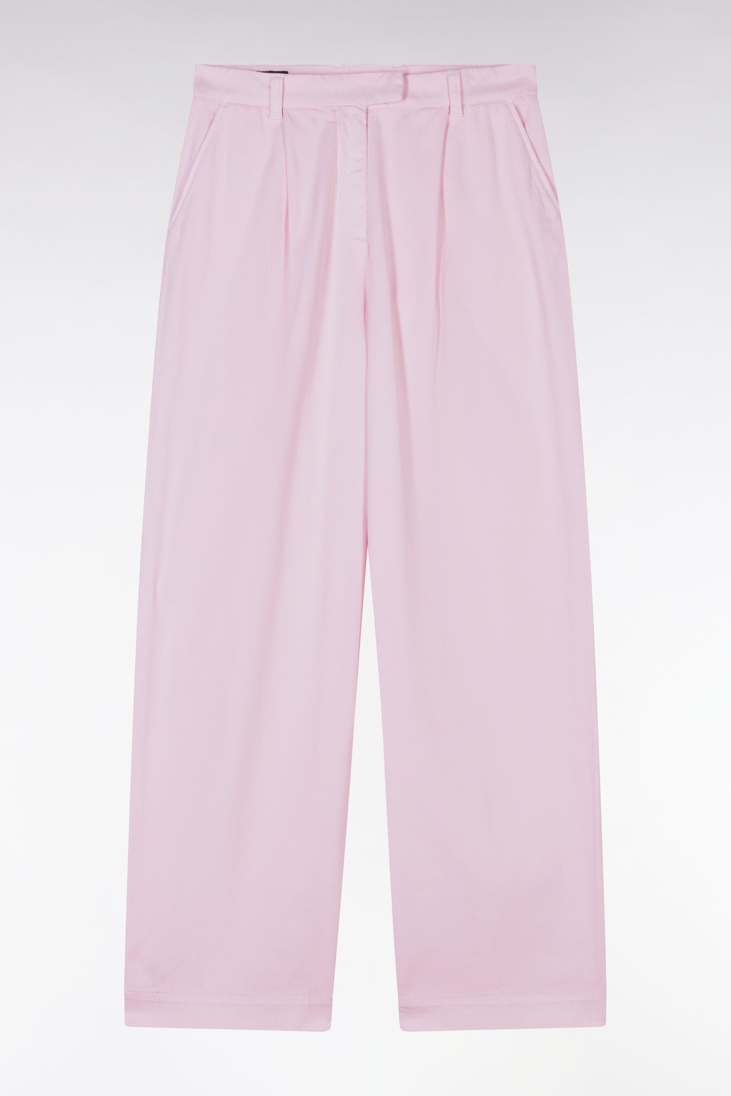 Pantalon en coton stretch rose coupe décontractée