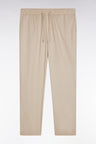 Pantalon chino à taille élastique en coton et lyocell stretch beige