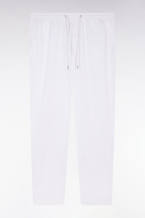 Pantalon chino à taille élastique en coton et lyocell stretch écru - Image 1