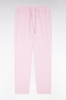 Pantalon fluide à taille élastique en lin et coton stretch rose