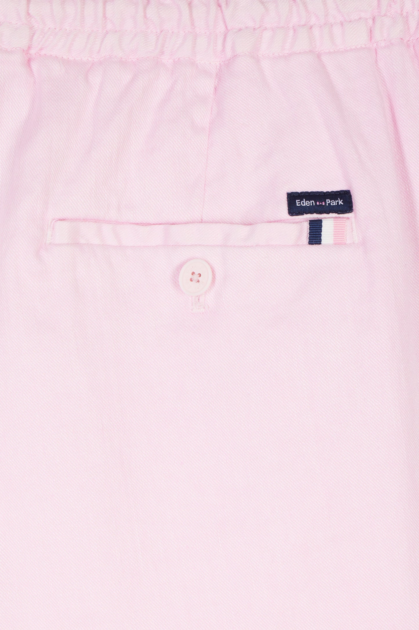 Pantalon fluide à taille élastique en lin et coton stretch rose
