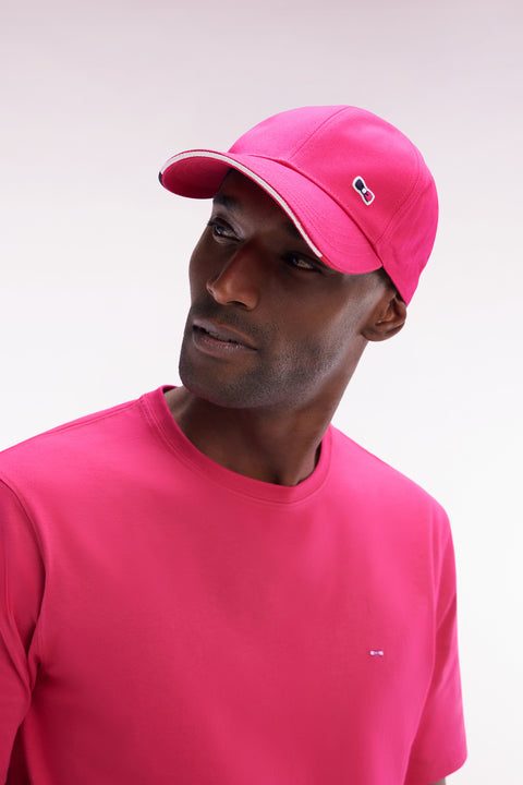 Casquette en twill de coton fuchsia visière passepoilée - Image 1