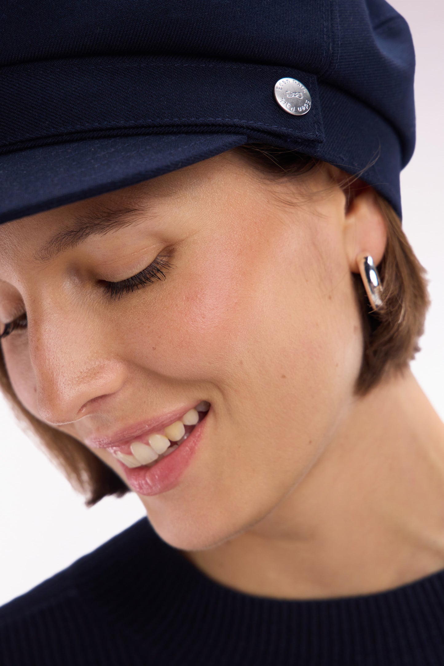 Navy stretch wool-blend sailor cap