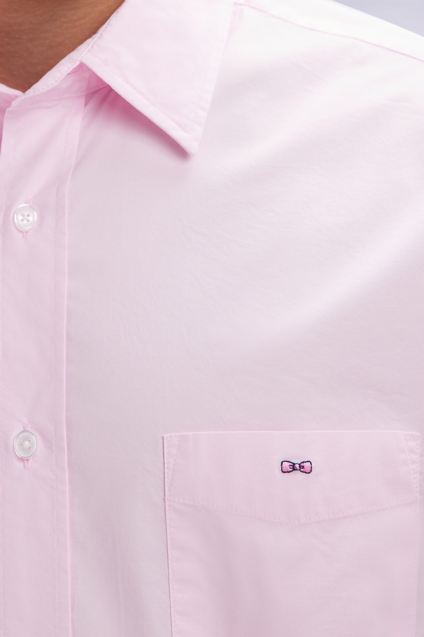 Chemise unisexe en coton et lyocell stretch rose coupe droite