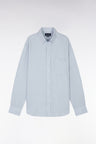 Chemise en lin gris clair unie coupe droite