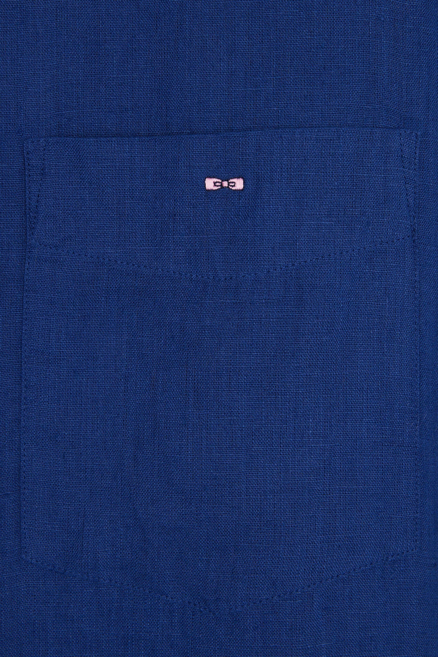 Chemise en lin bleu foncé unie coupe droite