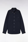 Chemise en lin marine unie coupe droite