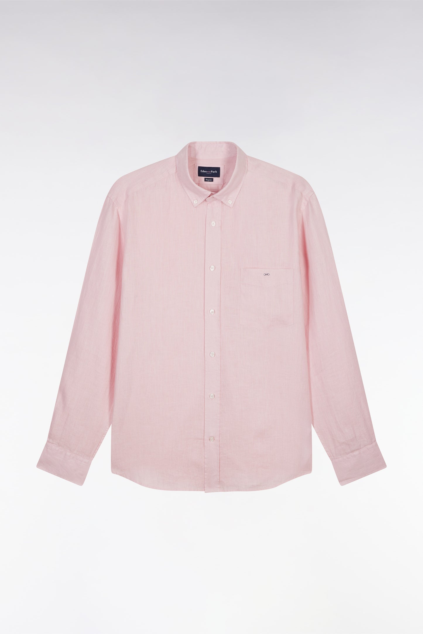 Straight-fit pink linen shirt