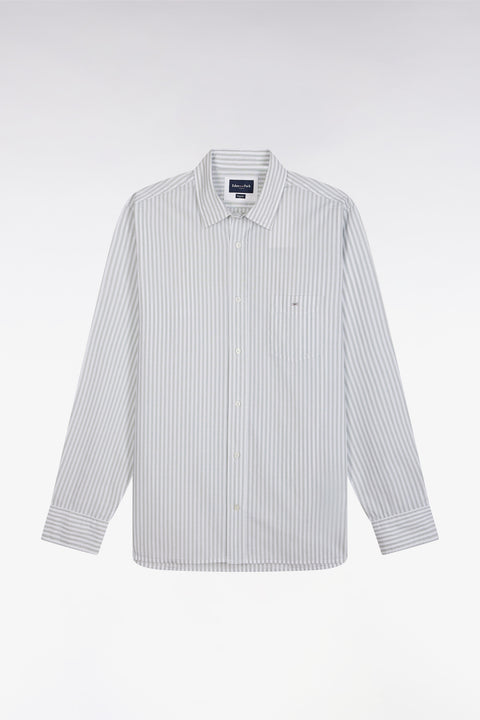 Chemise en coton à rayures grises coupe droite - Image 2