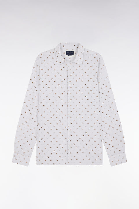 Chemise à micromotifs nœuds en coton sable coupe droite - Image 2