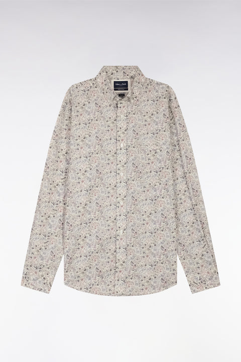 Chemise en popeline de coton Pima kaki à micromotif floral coupe droite - Image 2