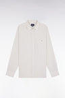 Chemise unie à poche plaquée en coton beige