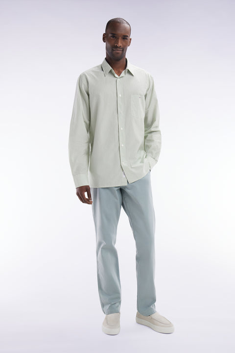 Chemise en coton verte et blanche à rayures bâtons coupe droite - Image 3