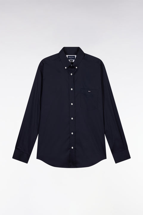 Chemise en twill de coton marine unie coupe droite - Image 2
