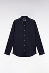Chemise en twill de coton marine unie coupe droite