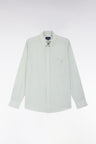 Chemise en popeline de coton à microcarreaux Vichy verts coupe droite