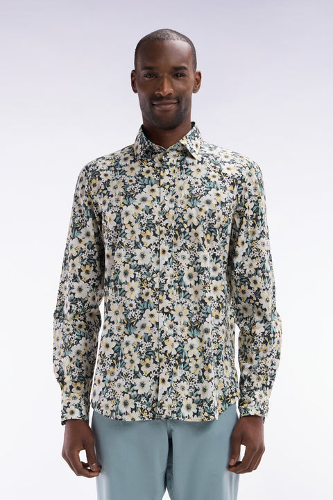 Chemise en popeline de coton à imprimé floral coupe droite - Image 1