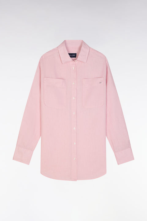 Chemise à poches plaquées en lin rose coupe oversized - Image 2
