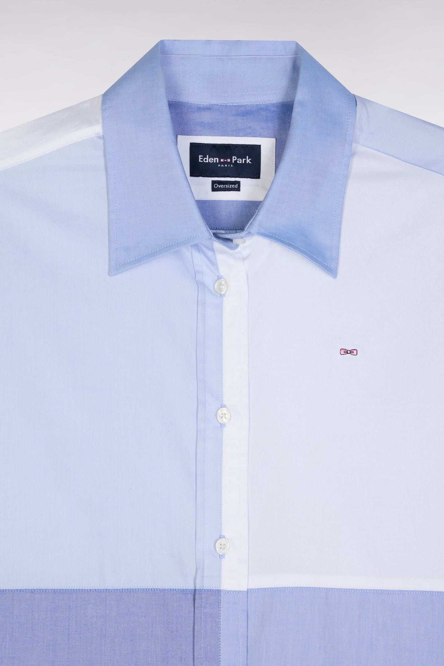 Oversized colorblock shirt in blue cotton poplin